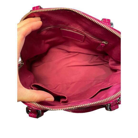 Coach Peyton‎ Link C Embossed Patent Leather Domed 32583 Raspberry Handbag - Picture 14 of 16